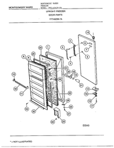 Upright Freezer/door Parts Diagram and Parts List for 46458-OA  Frigidaire Freezer