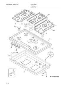 Maintop Diagram and Parts List for FGGC3645QBB  Frigidaire Cooktop