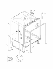 Tub Diagram and Parts List for 58714014407A  Kenmore Dishwasher