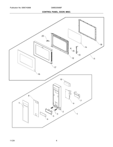 Control Panel, Door, Misc. Diagram and Parts List for GMBS3068BF  Frigidaire Microwave
