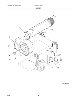 05 - MOTOR Diagram and Parts List for FASE7021NW3  Frigidaire Dryer