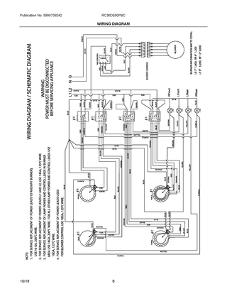 Wiring Diagram Diagram and Parts List for RC36DE60PBC  Frigidaire Cooktop