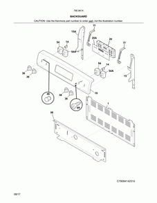 Backguard Diagram and Parts List for 79094149312  Kenmore Range