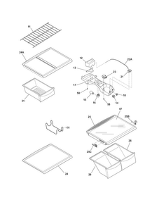 Shelves Diagram and Parts List for CFHT1843PS0  Frigidaire Refrigerator