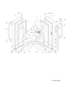 Fresh Food Door Diagram and Parts List for 25370443416  Kenmore Refrigerator