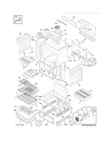 Body Diagram and Parts List for FGDS3065KWF  Frigidaire Range