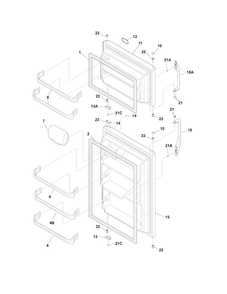 Door Diagram and Parts List for FFHT1816PS2  Frigidaire Refrigerator