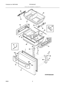 Freezer Drawer, Baskets Diagram and Parts List for FRFS2823AS7  Frigidaire Refrigerator