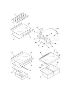 Shelves Diagram and Parts List for 25368899014  Kenmore Refrigerator