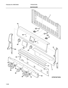 Backguard Diagram and Parts List for FPGF3077QFL  Frigidaire Range