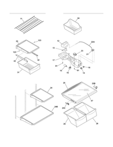 Shelves Diagram and Parts List for FRT21IL6JW6  Frigidaire Refrigerator