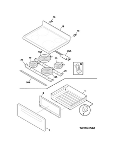 Top/drawer Diagram and Parts List for CFEF3014TWA  Frigidaire Range