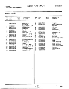 Parts List Diagram and Parts List for 61-1093-10  Frigidaire Dishwasher