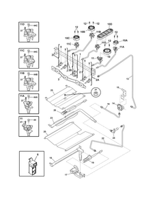 Burner Diagram and Parts List for FGGF305MKFP  Frigidaire Range