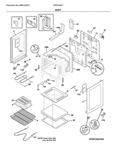 Body Diagram and Parts List for FFEF3054TWK  Frigidaire Range