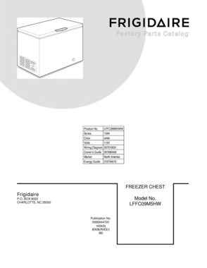 01 - COVER Diagram and Parts List for LFFC09M5HWW  Frigidaire Freezer