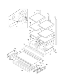 Shelves Diagram and Parts List for FGHG2344MF7  Frigidaire Refrigerator