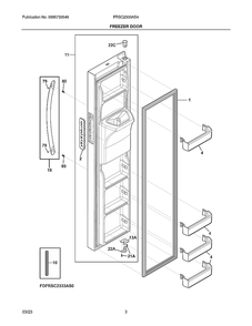 Freezer Door Diagram and Parts List for FRSC2333AS4A  Electrolux Refrigerator
