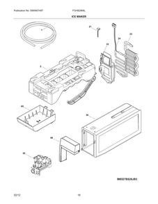 Ice Maker Diagram and Parts List for FGHB2869LP7  Frigidaire Refrigerator