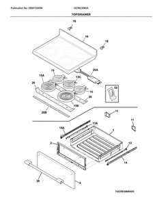 Top/Drawer Diagram and Parts List for GCRE3060ADE  Frigidaire Range