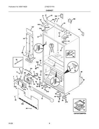 Cabinet Diagram and Parts List for LFHB2751TF8  Frigidaire Refrigerator