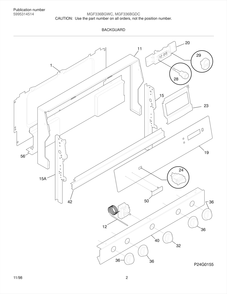 Backguard Diagram and Parts List for MGF336BGDC  Frigidaire Range