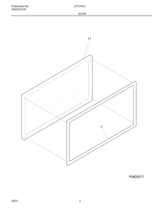 Door Diagram and Parts List for GFTC051  Frigidaire Freezer