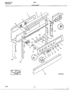Backguard Diagram and Parts List for 484640A  Frigidaire Range