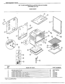 30" Floor/basic Body Diagram and Parts List for 4428B  Frigidaire Range
