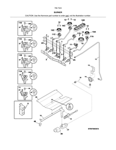 Burner Diagram and Parts List for 79073432313  Kenmore Range
