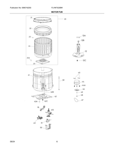 Motor/Tub Diagram and Parts List for FLVW7523BW  Frigidaire Washer