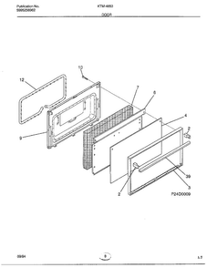 Door Diagram and Parts List for 4853  Frigidaire Range