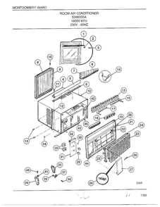 Room Air Conditioner Diagram and Parts List for 5368000A  Frigidaire Air Conditioner