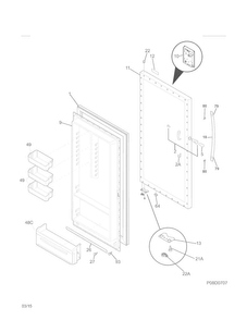 Door Diagram and Parts List for 25327002410  Kenmore Freezer