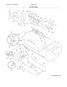 Ice Container Diagram and Parts List for FFSS2618SS0  Frigidaire Refrigerator