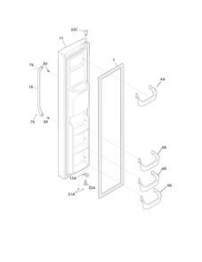 Freezer Door Diagram and Parts List for FGHS2342LF7  Frigidaire Refrigerator