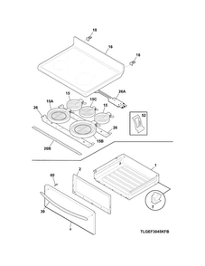 Top/drawer Diagram and Parts List for FGEF3058RFA  Frigidaire Range