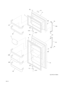 Doors Diagram and Parts List for LFHT2117NF6  Frigidaire Refrigerator