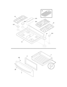 Top/drawer Diagram and Parts List for LGGF3043KFR  Frigidaire Range