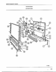 Dishwasher Page 3 Diagram and Parts List for 1081-000A  Frigidaire Dishwasher