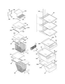 Shelves Diagram and Parts List for FPHC2399PF0  Frigidaire Refrigerator