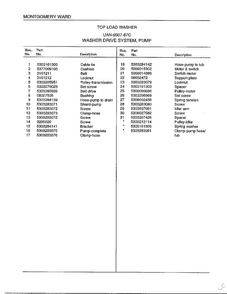 Washer Drive System/pump Page 2 Diagram and Parts List for 6507-87C  Frigidaire Washer