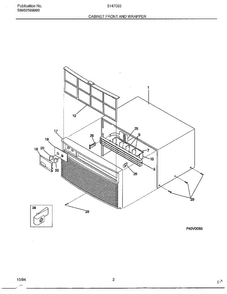 Cabinet Front And Wrapper Diagram and Parts List for 5147003  Frigidaire Air Conditioner