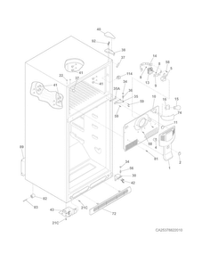 Cabinet Diagram and Parts List for FFHI1817LS9  Frigidaire Refrigerator