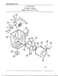 Cabinet Drum And Heat Duct Diagram and Parts List for 8599-87  Frigidaire Dryer