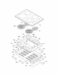 Maintop Diagram and Parts List for 79042734401  Kenmore Cooktop