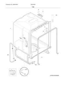 Tub Diagram and Parts List for FBD2400KB10B  Frigidaire Dishwasher