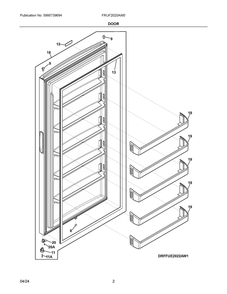 Door Diagram and Parts List for FRUF2020AW0  Frigidaire Freezer