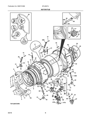 Motor/tub Diagram and Parts List for EFLS627UIW0  Frigidaire Washer