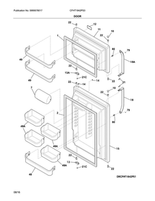 Door Diagram and Parts List for CFHT1842PS3  Frigidaire Refrigerator